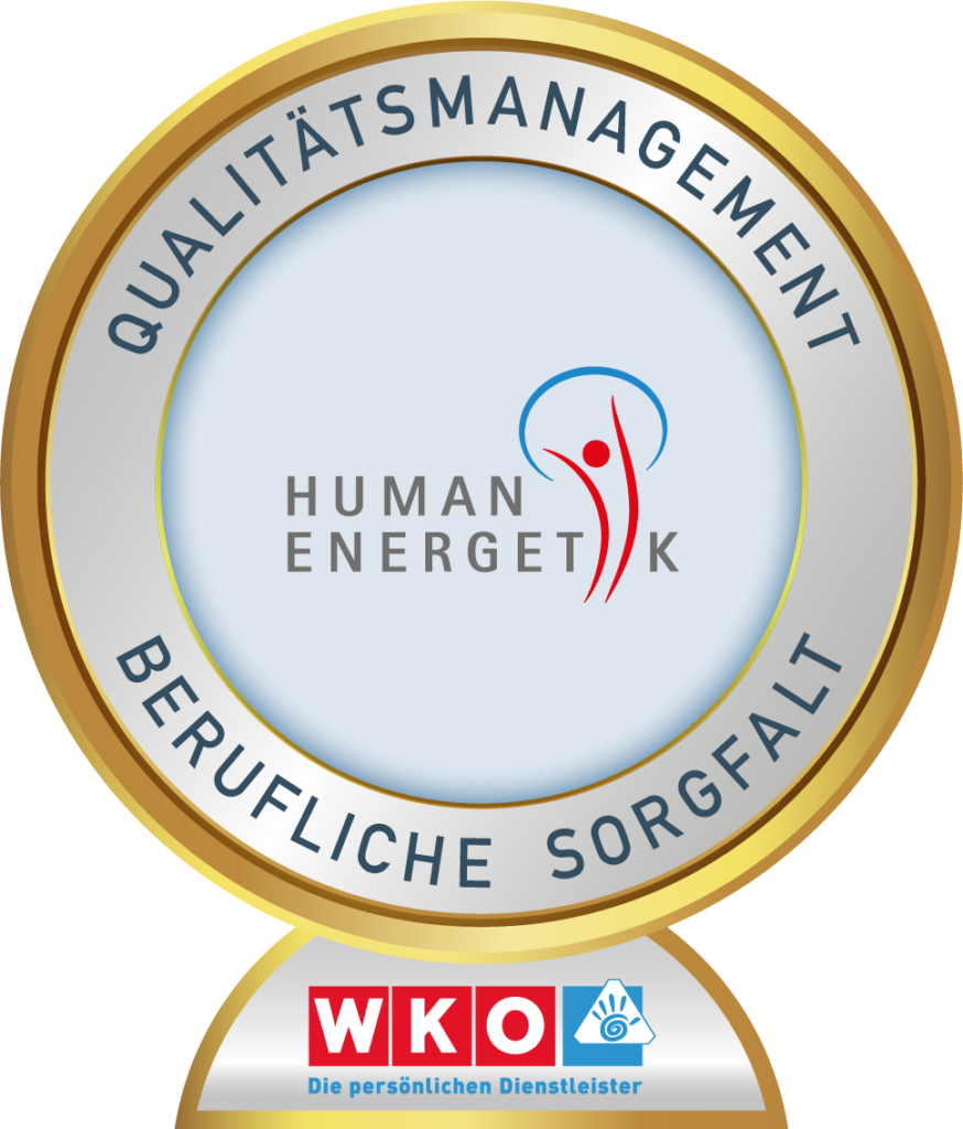 Gütesiegel "Qualitätsmanagement", "Berufliche Sorgfalt" der Berufsgruppe Human-Energetik in der Wirtschaftskammer Österreich